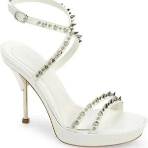 Alexander Mcqueen Punk Stud Metallic Leather Ankle-Strap Sandals